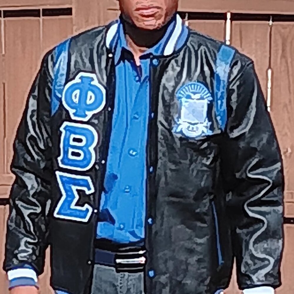 Phi Beta Sigma black leather jacket